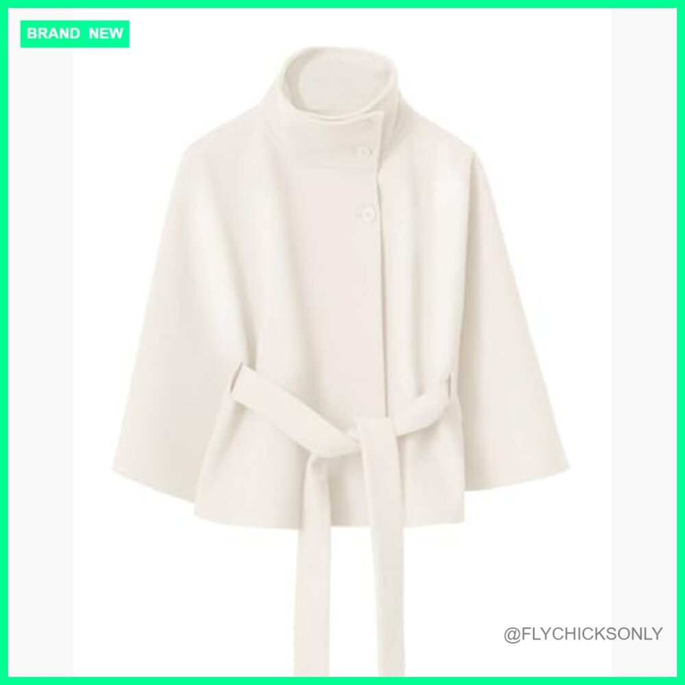 Polyester Elastane Batwing Sleeve Poncho Pea Coat… - image 2